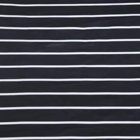 Fabric Merchants White Stripes on Black Double Brushed 4-Way Stretch Fabric